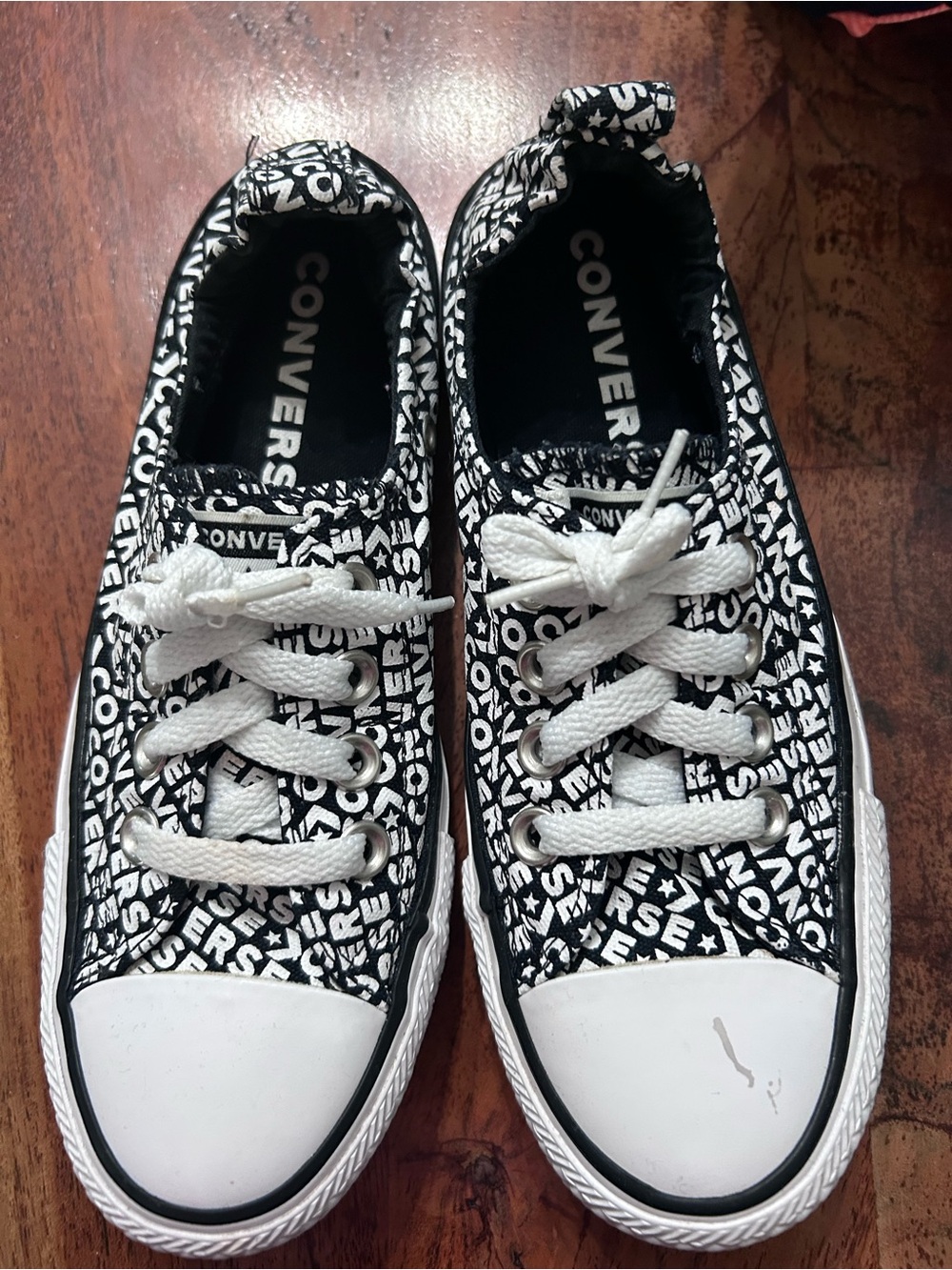 Converse Kids Black & White Logo-Print Low Tops
